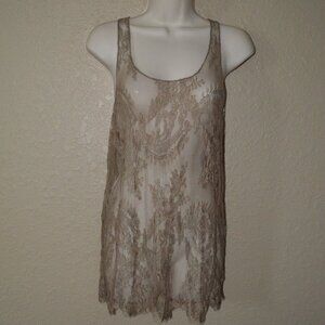 Sz XS Bonnie Strauss Light Brown  Lace Nylon Tank Top